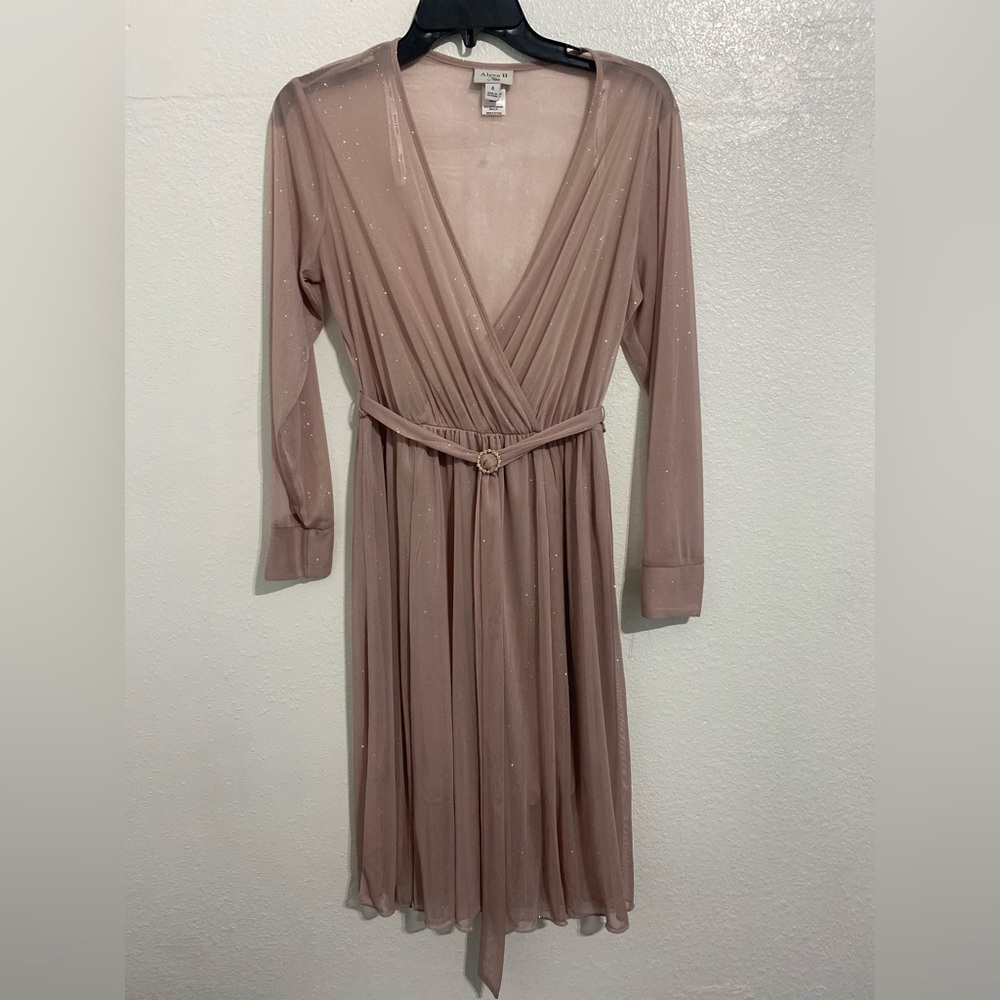 Alexa B Nittes, Pink Tie Front Long Sleeve Cocktail Dress